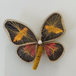 Vintage Wrapped Wire Butterfly Brooch